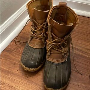 Women’s Brown and Black Leather Duck Boots